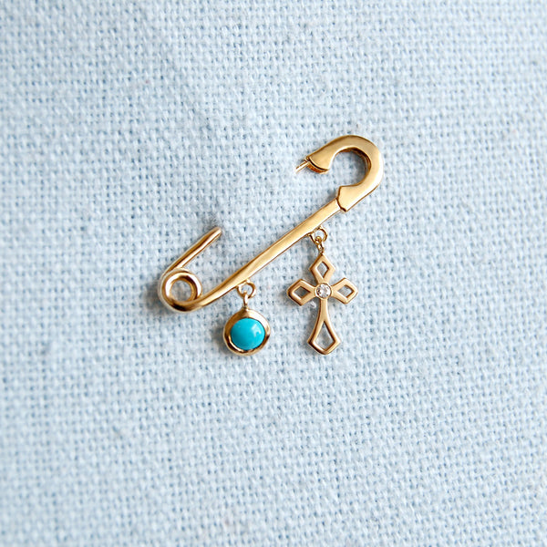 Cross Diamond Baby Pin | Rose Gold
