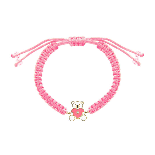 Pink Teddy Bear Kid's Diamond Bracelet