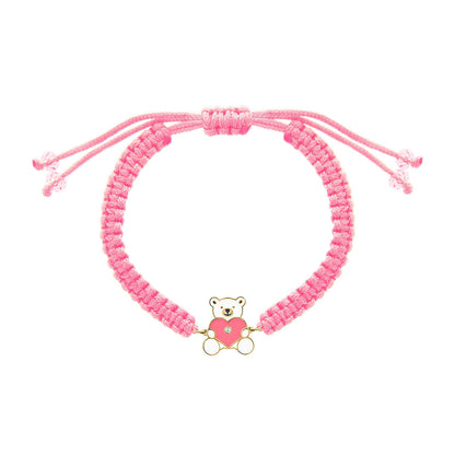 Pink Teddy Bear Kid's Diamond Bracelet