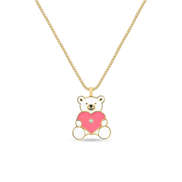 Teddy Bear Diamond Necklace | Enamel Collection
