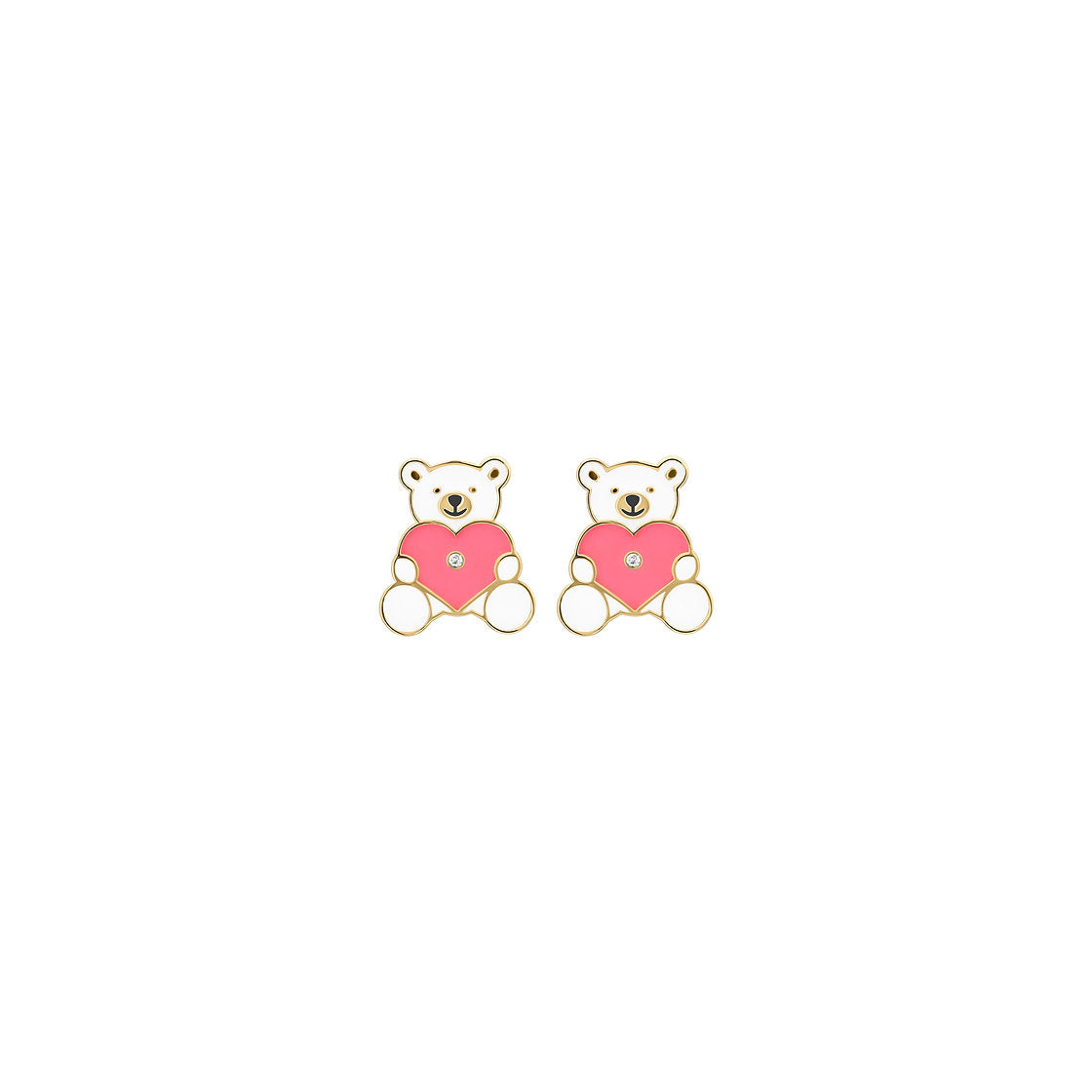 Pink Teddy Bear Kid's Diamond Earrings