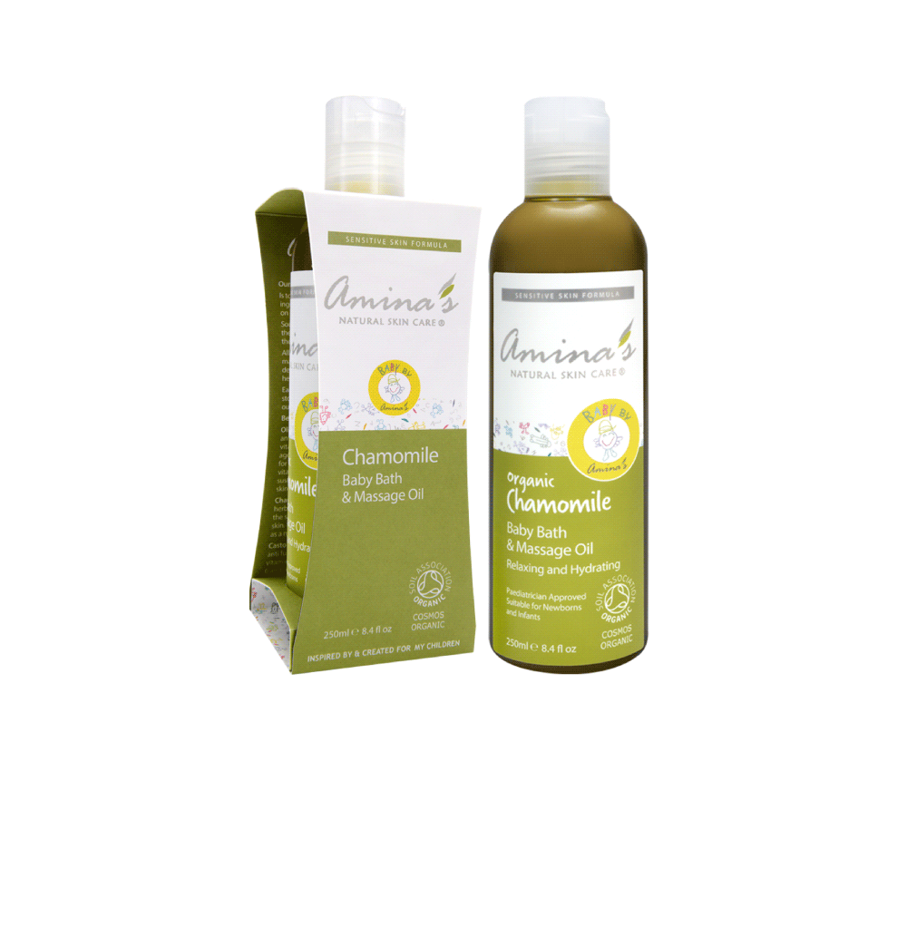 Amina's Organic Baby Chamomile Bath & Massage Oil, 250ml Amina's Organic Baby Chamomile Bath & Massage Oil, 250ml