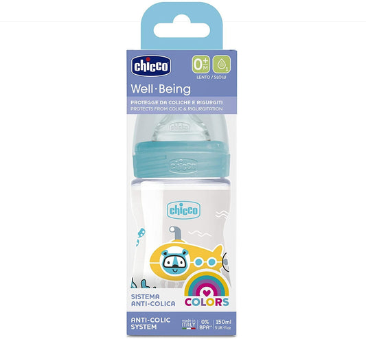 Chicco Well Being Bottle 150ml 0m+ Slow Flow Silicone Nipple — BambiniJO Jordan