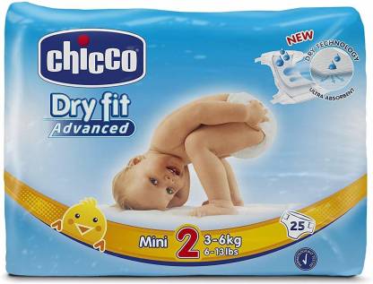 Chicco DRY FIT ADVANCED Size 2 MINI 3-6 KG, 25/Pack - BambiniJO