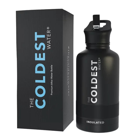 The Coldest Water - Straw Sports Bottle - 1.9L - 64 OZ - Stealth Black