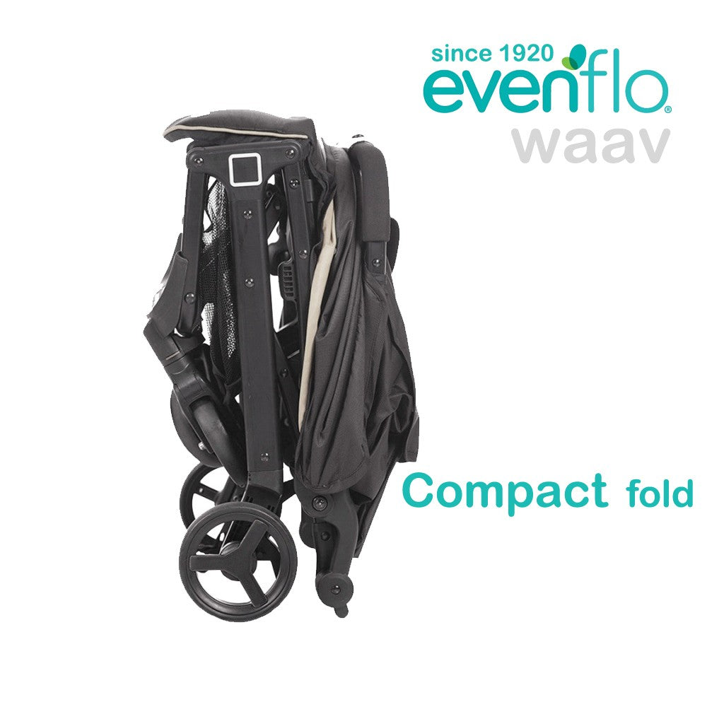 Evenflo Waav Compact Stroller - Black/Beige - BambiniJO