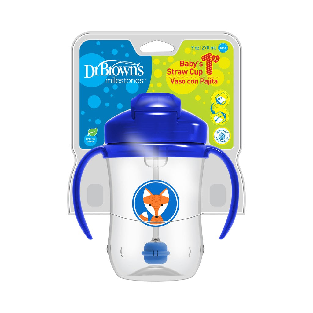 Dr. Brown's Baby First Weighted Straw Cup, 270ml Fox - BambiniJO | Buy Online | Jordan