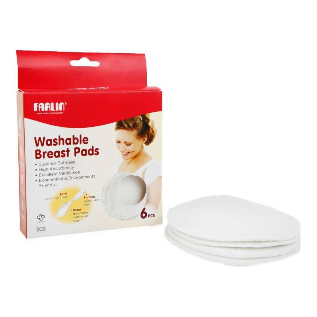 Farlin - Washable Breast Pads 6 pcs Farlin - Washable Breast Pads 6 pcs