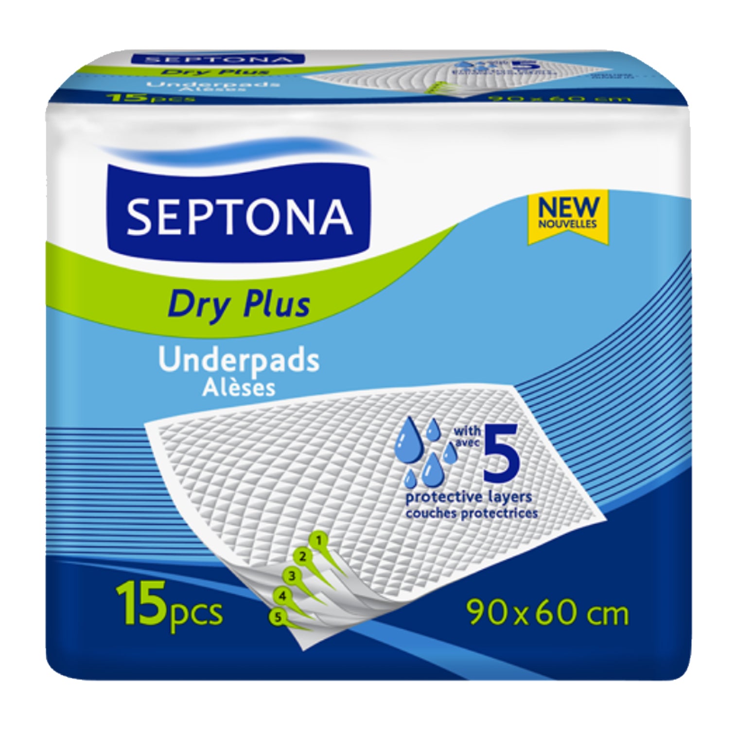 SEPTONA Unscented UNDERPADS DRY PLUS 90X60 15 PCS SEPTONA Unscented UNDERPADS DRY PLUS 90X60 15 PCS