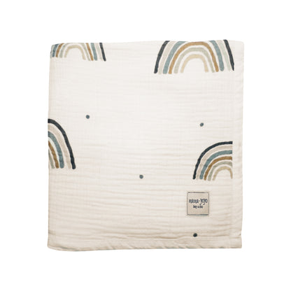 Organic Baby Blanket | 4 Layers Muslin | Blue Rainbow - BambiniJO | Buy Online | Jordan