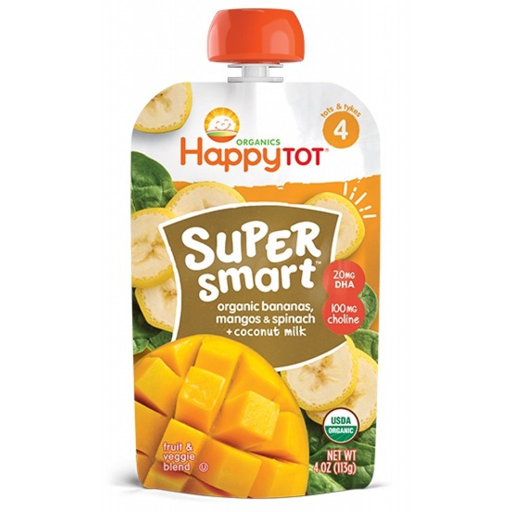 Happy Tot Organics Super Smart Super Smart - Organic Bananas, Mangos & Spinach + Coconut Milk 113g - BambiniJO | Buy Online | Jordan