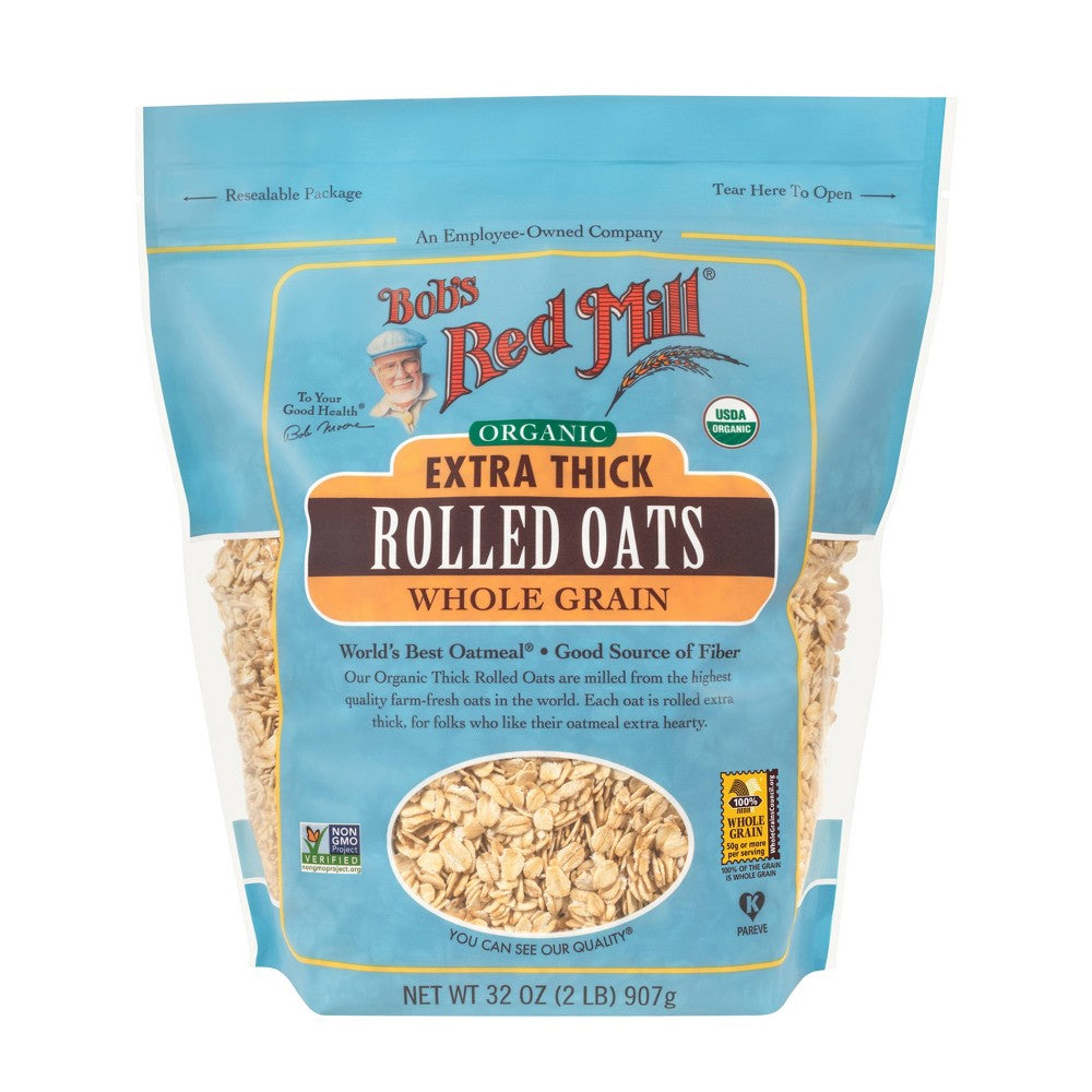 Organic Extra Thick Rolled Oats | Whole Grain | 907g Organic Extra Thick Rolled Oats | Whole Grain | 907g