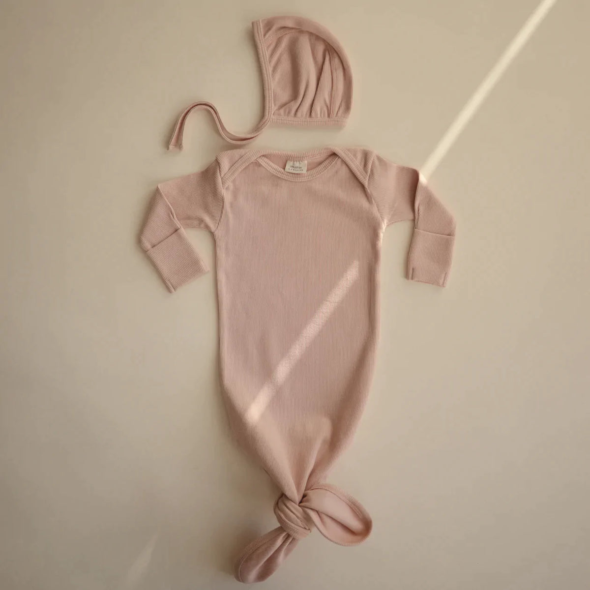 MUSHIE - Organic Ribbed Knotted Baby Gown MUSHIE - Organic Ribbed Knotted Baby Gown
