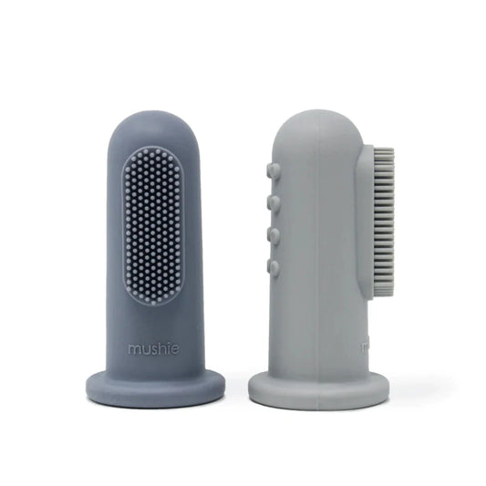 MUSHIE - Silicone Finger Toothbrush Set of 2 - Tradewinds/Stone - BambiniJO | Buy Online | Jordan