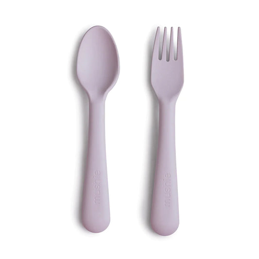 MUSHIE - Silicone Fork and Spoon Set - Soft Lilac - BambiniJO | Buy Online | Jordan