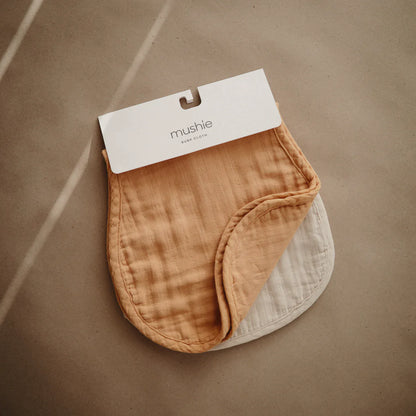 MUSHIE - Muslin Burp Cloth Organic Cotton 2-Pack (Yellow/Fog) - BambiniJO | Buy Online | Jordan