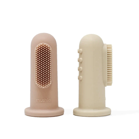 MUSHIE - Silicone Finger Toothbrush Set of 2 - Shifting Sand/Blush - BambiniJO | Buy Online | Jordan