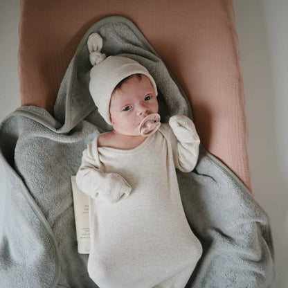 MUSHIE - Organic Ribbed Baby Beanie - Beige Melange - BambiniJO | Buy Online | Jordan