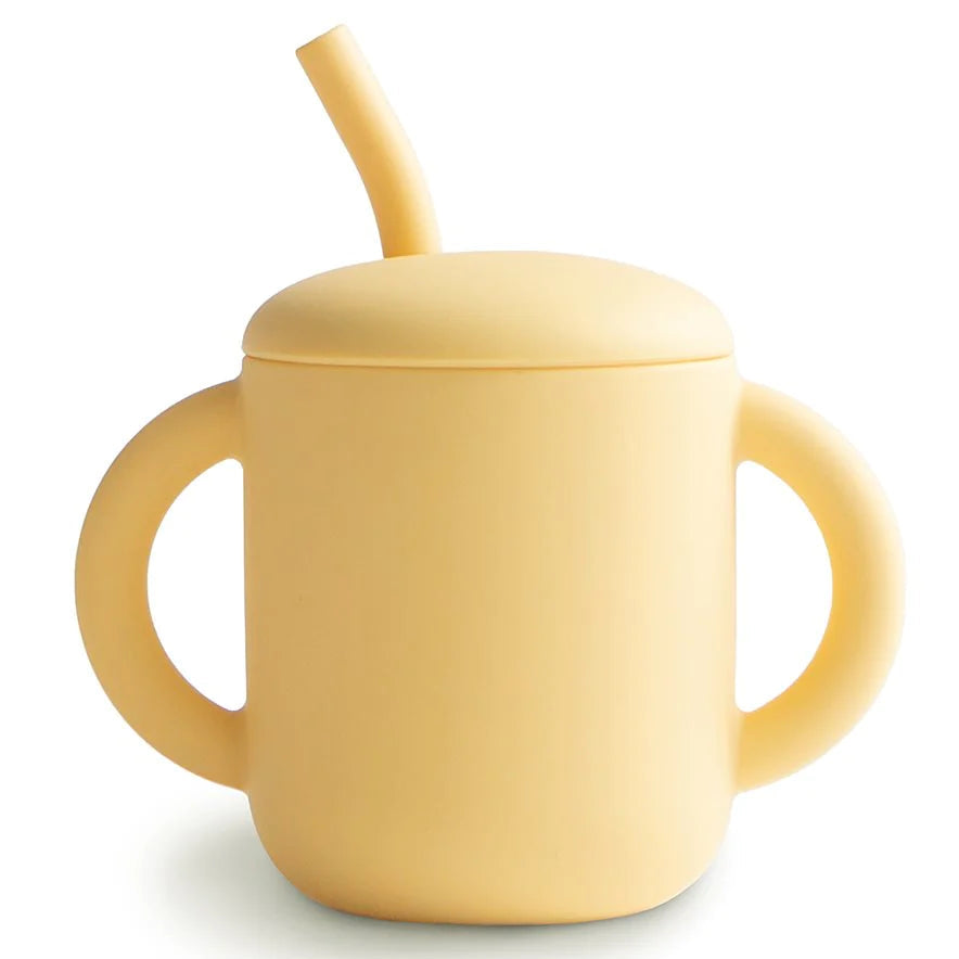 MUSHIE - Silicone Training Cup + Straw | Pale Daffodil MUSHIE - Silicone Training Cup + Straw | Pale Daffodil