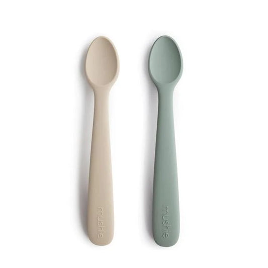 MUSHIE - Silicone Baby Spoons - Cambridge Blue / Shifting Sand - BambiniJO | Buy Online | Jordan