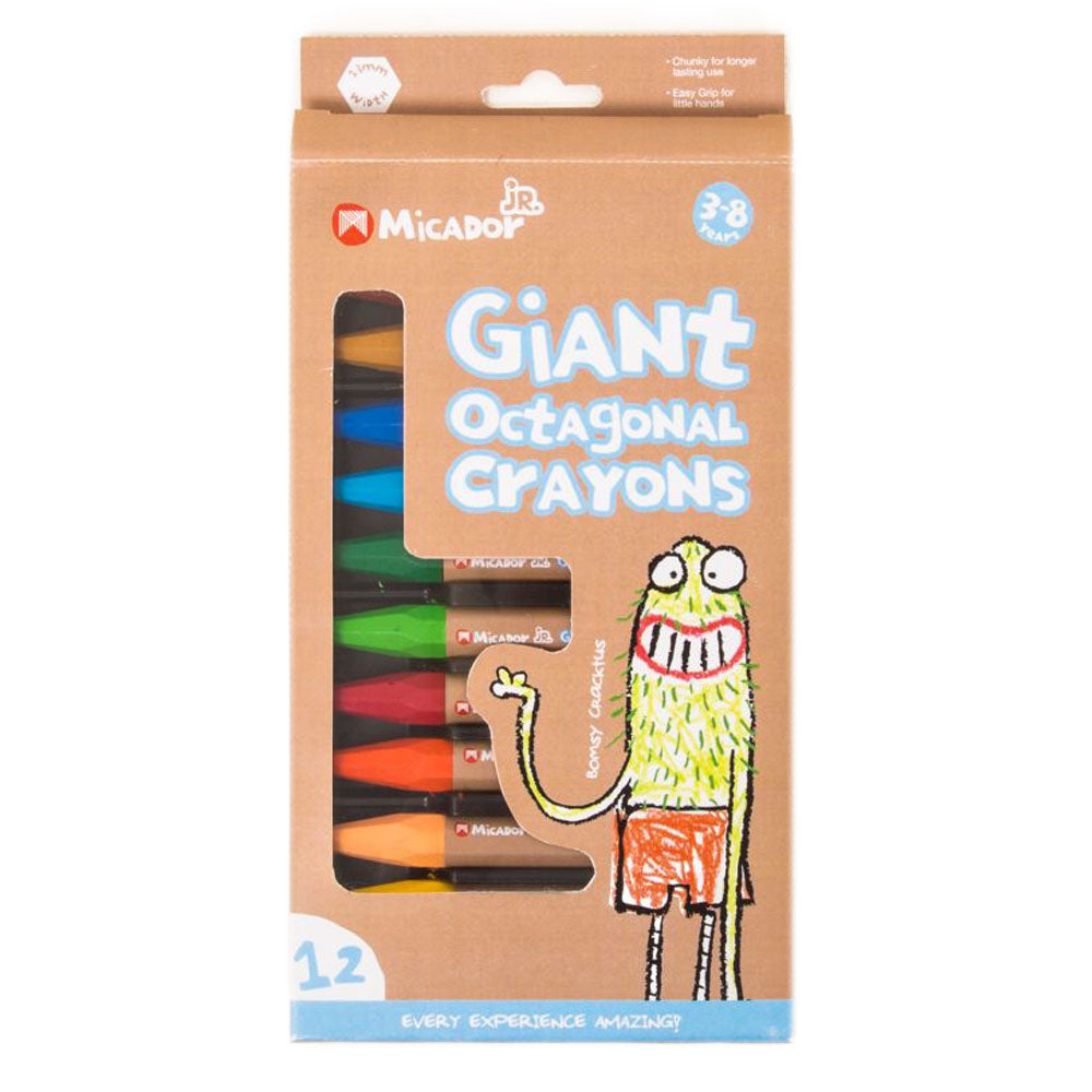 Micador - Giant Crayons Octagonal Shaped pack of 12 Micador - Giant Crayons Octagonal Shaped pack of 12