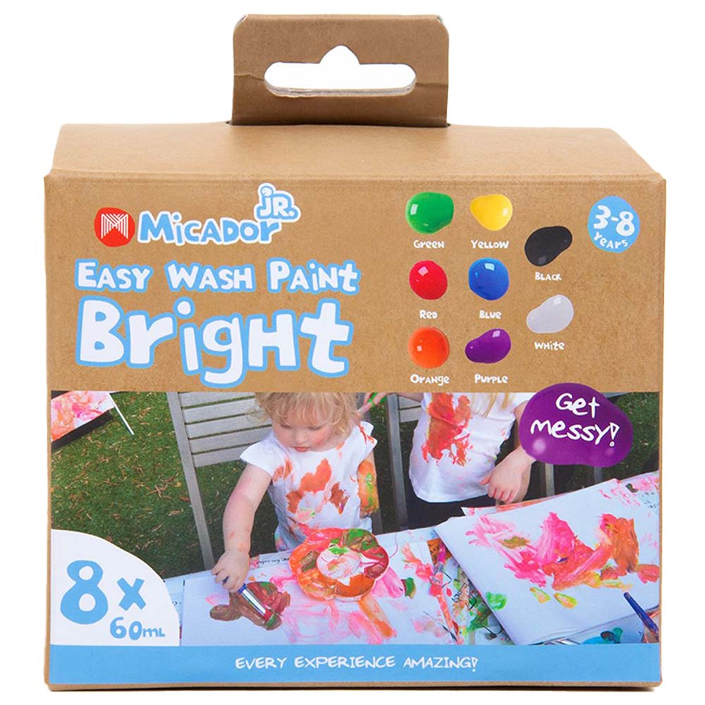 Micador - Jr. Easy Wash Paint - Bright - 60ml Tubs Pack of 8 Micador - Jr. Easy Wash Paint - Bright - 60ml Tubs Pack of 8
