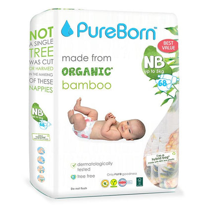 Organic Diapers Size 1 | Newborn up to 5kg | Double 68 Diapers