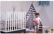Load image into Gallery viewer, Childhome - Tipi Tent Wood - Grey White Stripes - BambiniJO