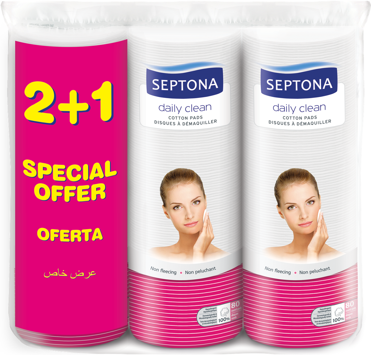 SEPTONA Cotton Pads in a plastic bag PROMO 80 PCS (2+1) - BambiniJO | Buy Online | Jordan