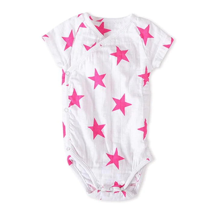 Aden + Anais - Short Sleeve Kimono Body Suit Pink Stars - BambiniJO | Buy Online | Jordan