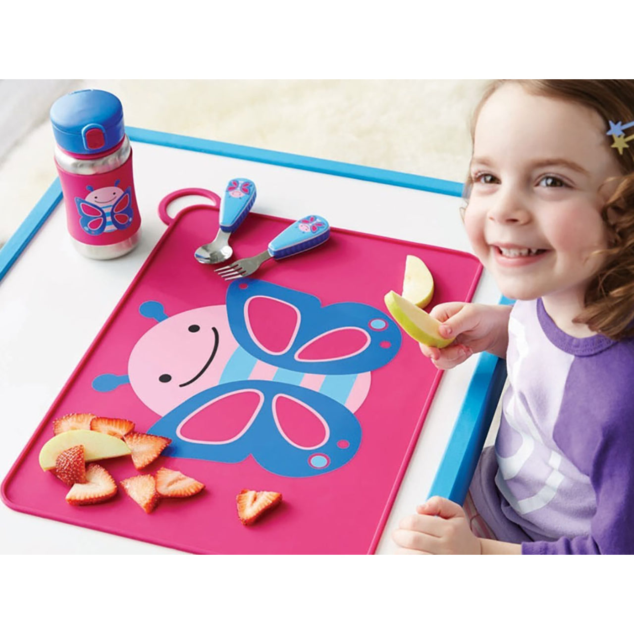Skip Hop - Zoo Fold & Go Silicone Kids Placemat - Butterfly - BambiniJO