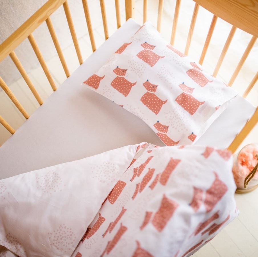 Organic Baby Duvet Cover Set - Double Sided | Barky | 100X150cm Organic Baby Duvet Cover Set - Double Sided | Barky | 100X150cm
