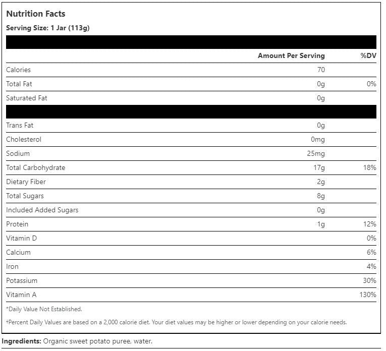 Organic Clearly Crafted Sweet Potatoes Puree 113g -  4 Months + - BambiniJO