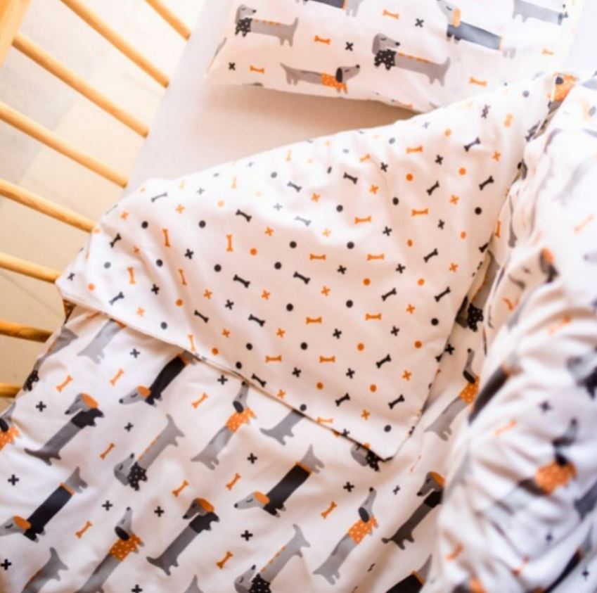 Organic Baby Duvet Cover Set - Double Sided | Dachshund | 100X150cm - BambiniJO | Buy Online | Jordan