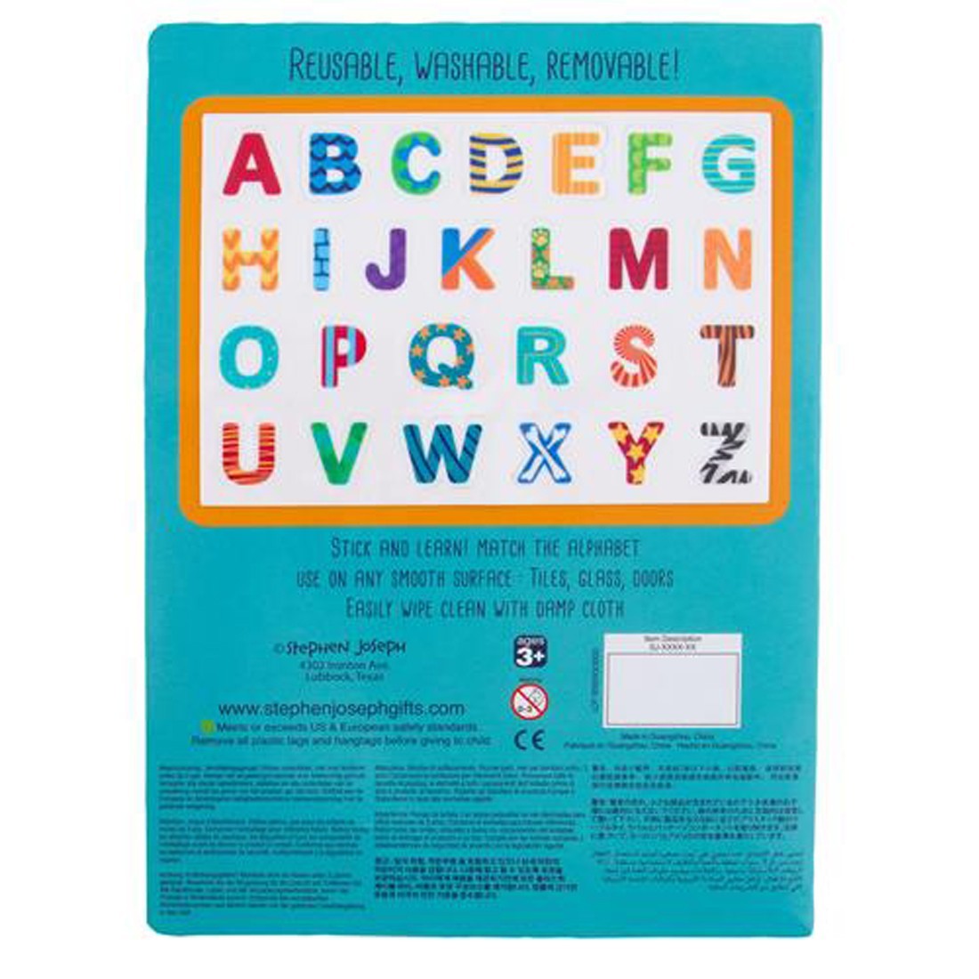 Stephen Joseph | Reusable Alphabet Cling Boards | Blue Stephen Joseph | Reusable Alphabet Cling Boards | Blue