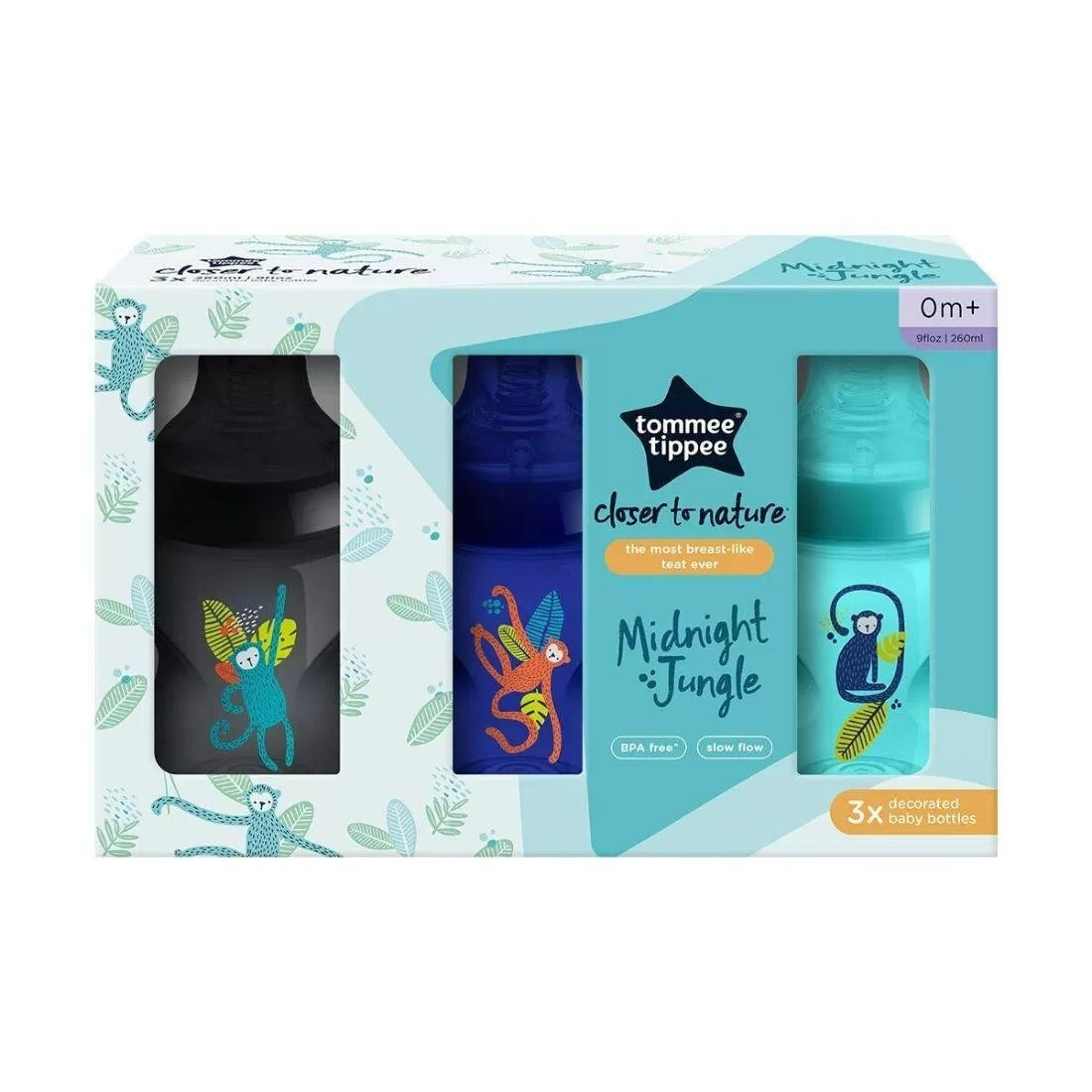 Tommee Tippee Closer to Nature Bottles Midnight Jungle Kit | Blue (0m+) Pack of 3 Tommee Tippee Closer to Nature Bottles Midnight Jungle Kit | Blue (0m+) Pack of 3