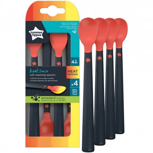 Tommee Tippee Heat Sensing Weaning Spoons 4pcs 4m+ Tommee Tippee Heat Sensing Weaning Spoons 4pcs 4m+