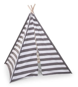 Childhome - Tipi Tent Wood - Grey White Stripes - BambiniJO