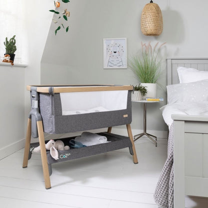 Tutti Bambini - CoZee Air Bedside Crib - Oak & Charcoal - BambiniJO | Buy Online | Jordan