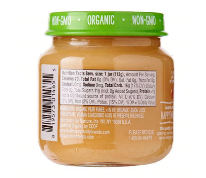 Organic Clearly Crafted Pears Puree 113g -  4 Months + - BambiniJO